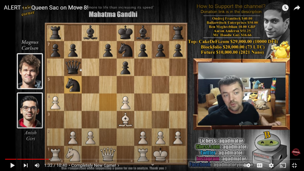 Magnus Carlsen Queen Sacrifice against Anish Giri